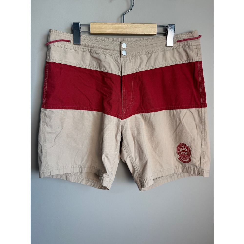 Sitka Surf Shorts Colorblock Beige Red Board Shorts Gorpcore Retro Surf Mens 32